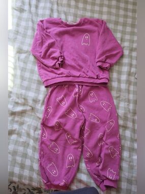 Kids Pink Ghost Print Pajama Set